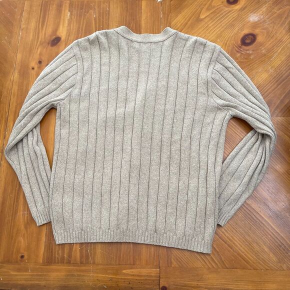 Oscar De La Renta Mens Button Down Sweater Cardigan Light Brown XL V Neck - Picture 3 of 6